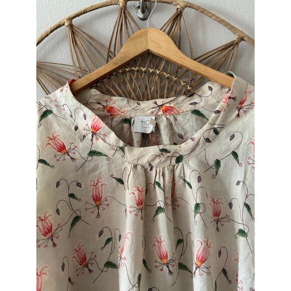 Anthropologie HD in Paris “Linen” Flowy Floral Top Bubble Sleeve Artsy Lagenlook - Picture 6 of 10